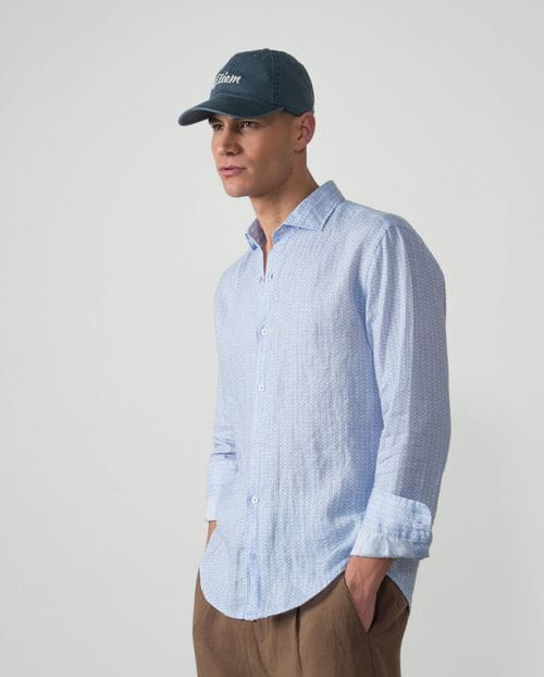 Sport relaxed fit shirt in linen with small floral print