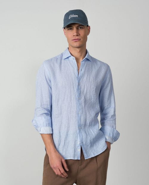Sport relaxed fit shirt in linen with small floral print