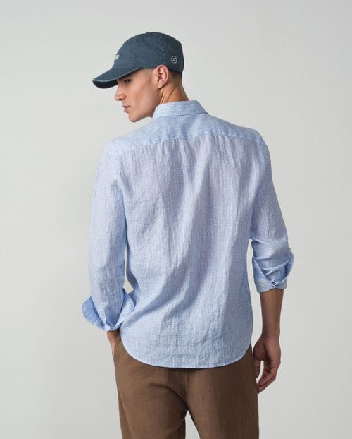 Sport relaxed fit shirt in linen with small floral print