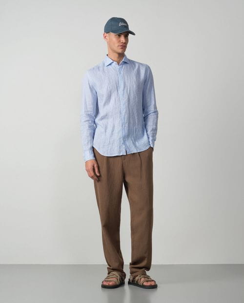 Sport relaxed fit shirt in linen with small floral print