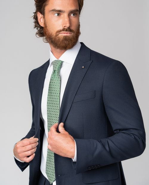 Traje `slim fit´en microestructura bicolor de lana mezcla
