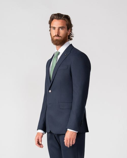 Traje `slim fit´en microestructura bicolor de lana mezcla