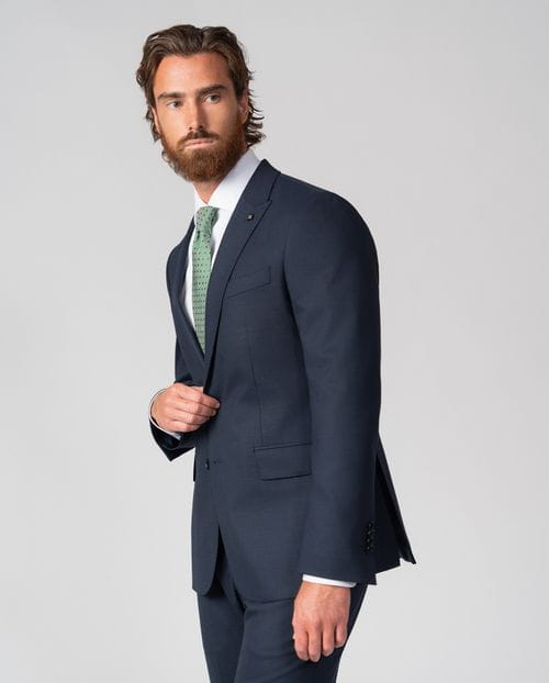 Traje `slim fit´en microestructura bicolor de lana mezcla