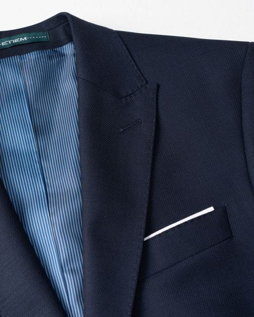 Traje slim fit en microestructura bicolor de lana mezcla