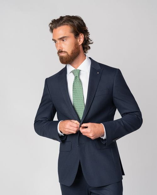 Traje `slim fit´en microestructura bicolor de lana mezcla