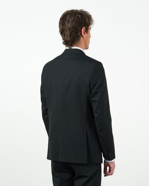 Slim fit suit of elastic wool blend microstructure