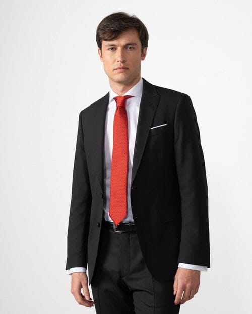 <p>Slim fit suit of two-toned microstructured wool blend</p>
