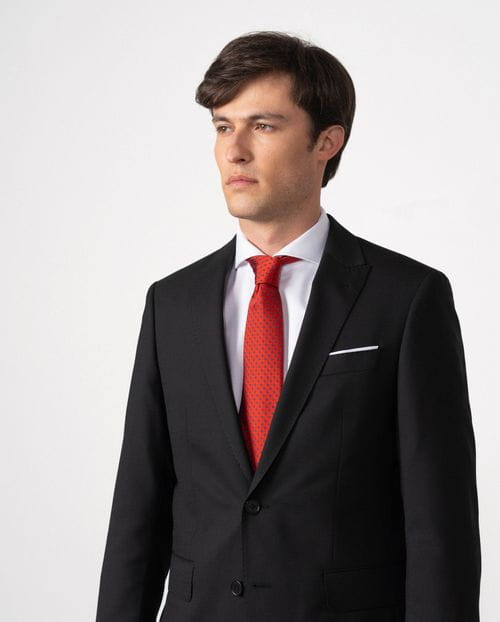 <p>Slim fit suit of two-toned microstructured wool blend</p>