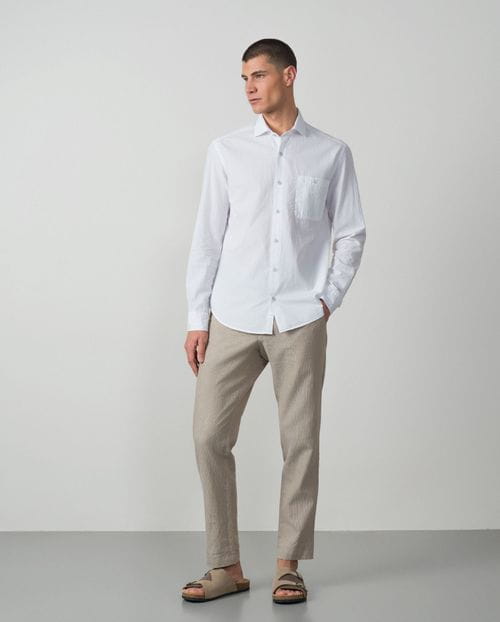 Sport relaxed fit shirt with embossed stripes and seersucker