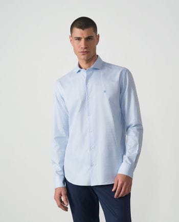 Camisa semivestir slim fit en microdibujo de algodón