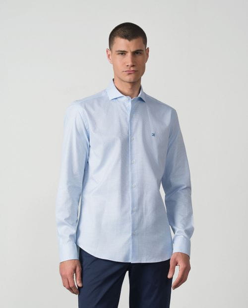 Camisa semivestir slim fit en microdibujo de algodón