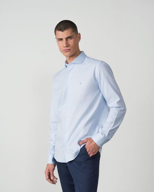 Semi-formal shirt in cotton micropattern