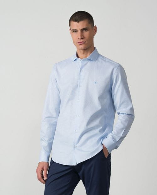 Semi-formal shirt in cotton micropattern