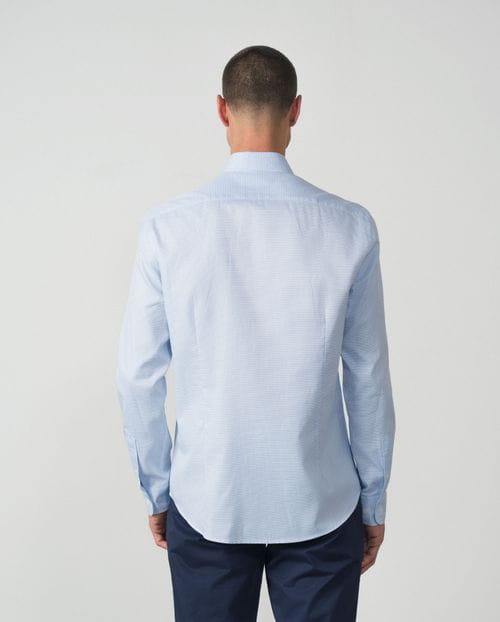 Camisa semivestir slim fit en microdibujo de algodón