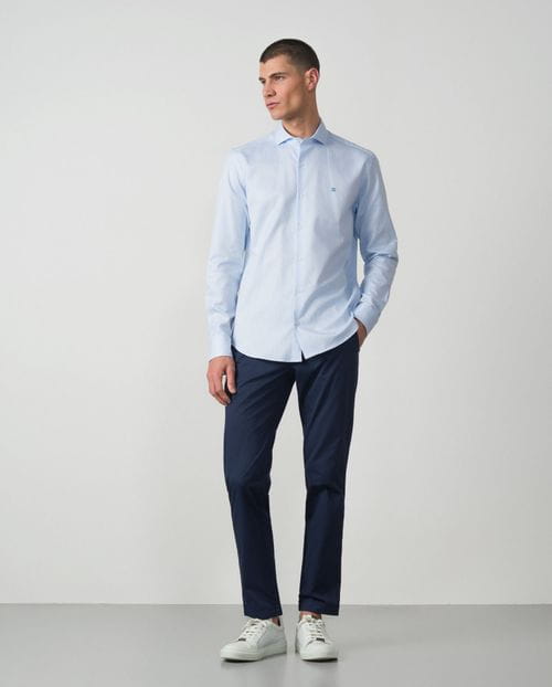 Semi-formal shirt in cotton micropattern