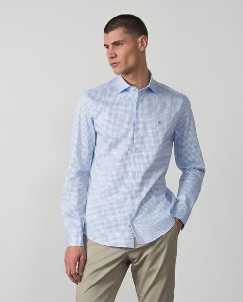 Camisa sport slim fit en microestampado de algodón