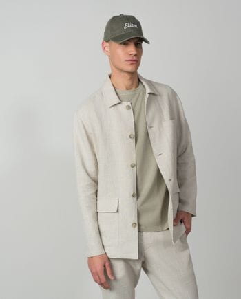 Sobrecamisa con bolsillos de plastón en lino liso