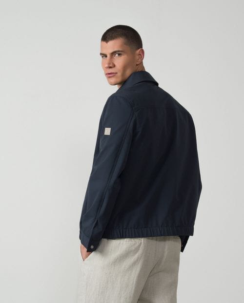 Zippered shirt jacket in elastic technical fabric