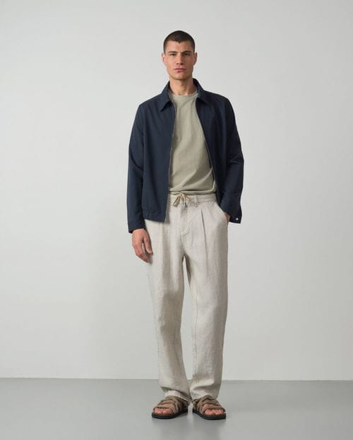 Zippered shirt jacket in elastic technical fabric