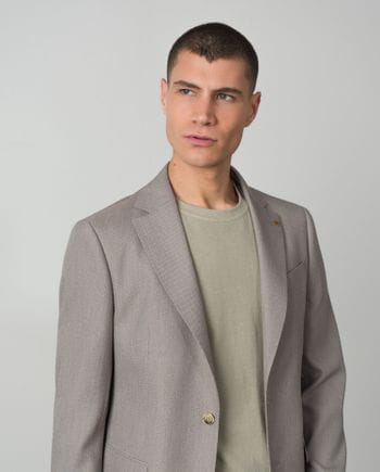 Regular fit unstructured blazer made from elastic microstructure two-toned fabric