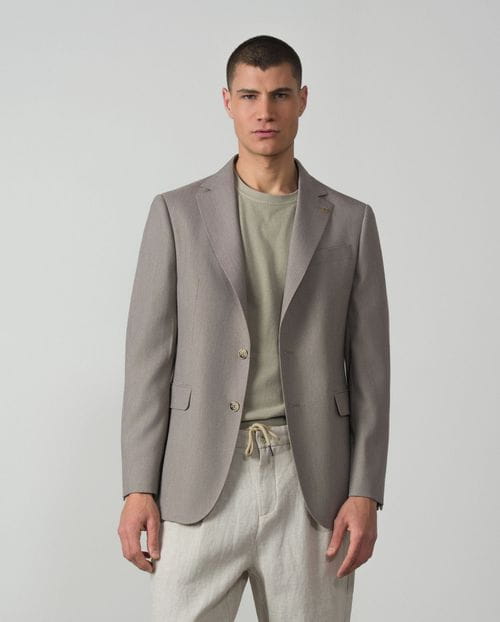 Regular fit unstructured blazer made from elastic microstructure two-toned fabric