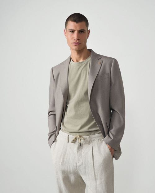 Regular fit unstructured blazer made from elastic microstructure two-toned fabric