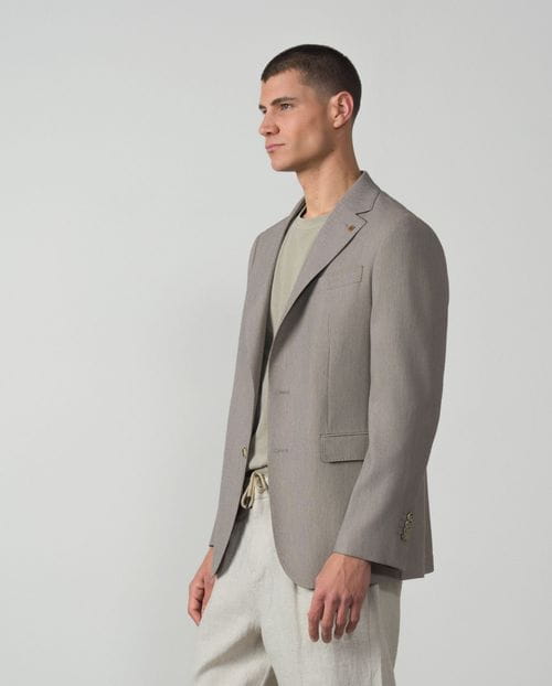 Regular fit unstructured blazer made from elastic microstructure two-toned fabric