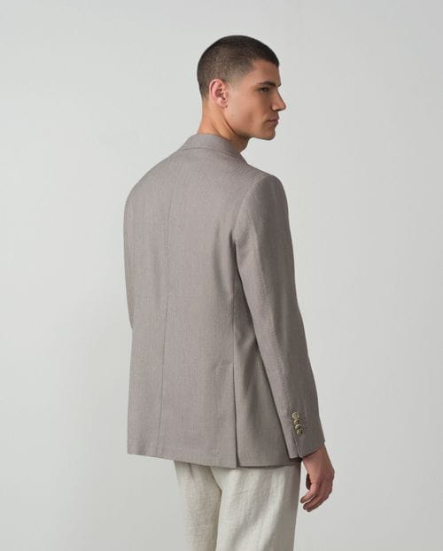 Regular fit unstructured blazer made from elastic microstructure two-toned fabric