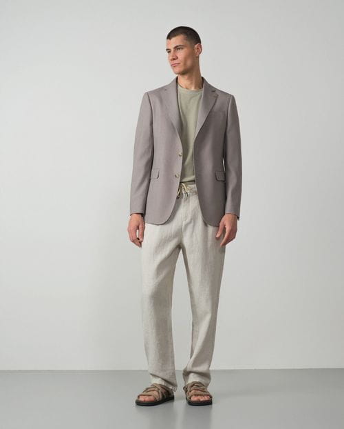 Regular fit unstructured blazer made from elastic microstructure two-toned fabric