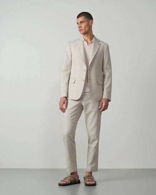 Regular fit unstructured blazer made from linen/cotton check
