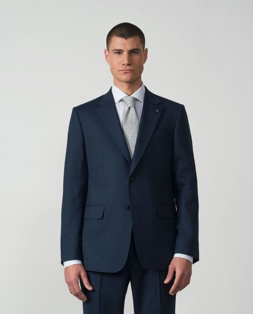 Traje `regular fit´en microestructura bicolor de lana mezcla