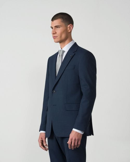 Regular fit suit of two-toned microstructured wool blend