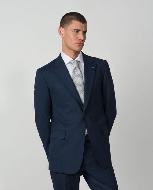 Traje `regular fit´en microestructura bicolor de lana mezcla