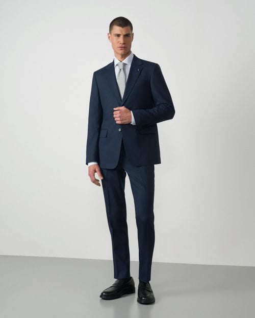 Regular fit suit of two-toned microstructured wool blend