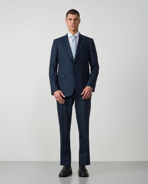 <p>Traje<em> regular fit</em> en cuadro difuminado de lana mezcla elástica </p>