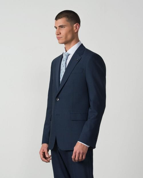 <p>Regular fit suit made of an elastic wool blend blurred check</p>