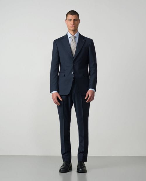 Traje recto slim fit de lana mezcla elástica