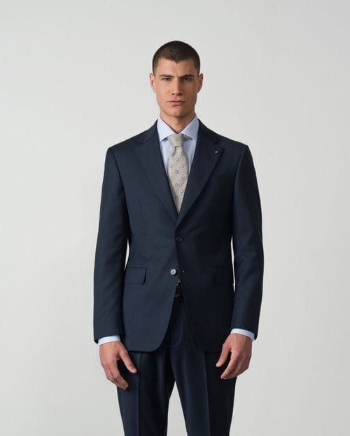 Traje recto slim fit de lana mezcla elástica