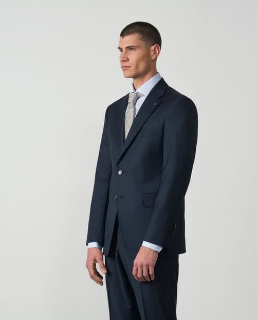 Traje recto slim fit de lana mezcla elástica