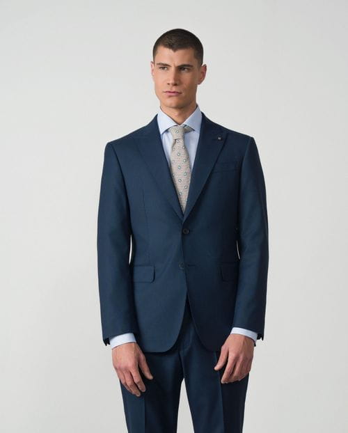 Slim fit suit from elastic micropattern wool blend