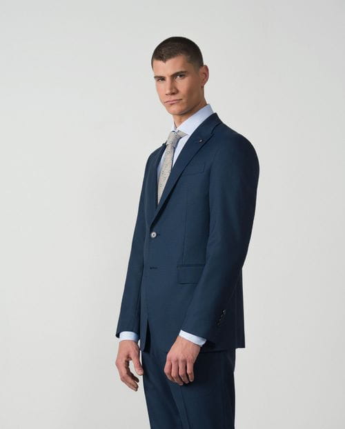 Slim fit suit from elastic micropattern wool blend