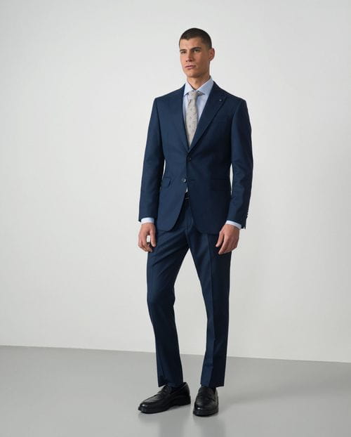 Slim fit suit from elastic micropattern wool blend