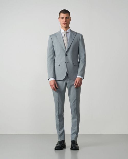 Elastic pinstripe slim fit suit