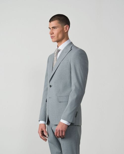 Elastic pinstripe slim fit suit