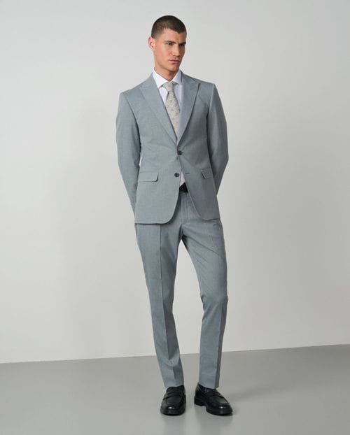Elastic pinstripe slim fit suit