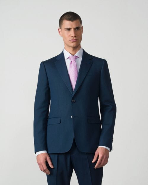 <p>Traje recto <em>extra-slim fit</em> en microestructura bicolor elástica</p>