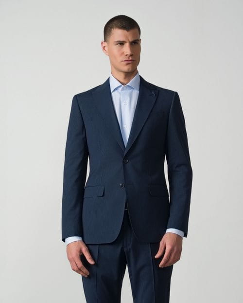 Elastic pinstripe extra-slim suit