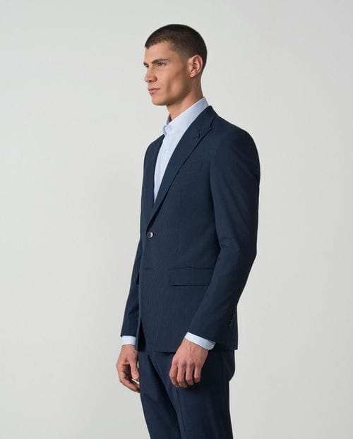 Elastic pinstripe extra-slim suit