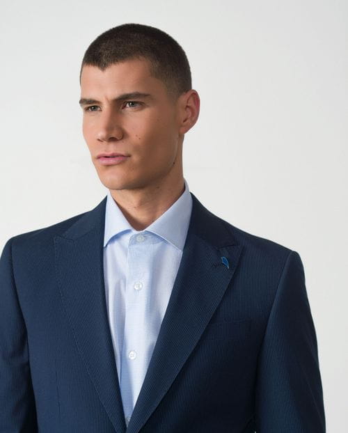 Elastic pinstripe extra-slim suit