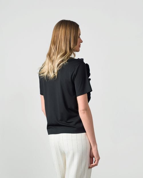 Viscose jersey T-shirt with cotton poplin applique